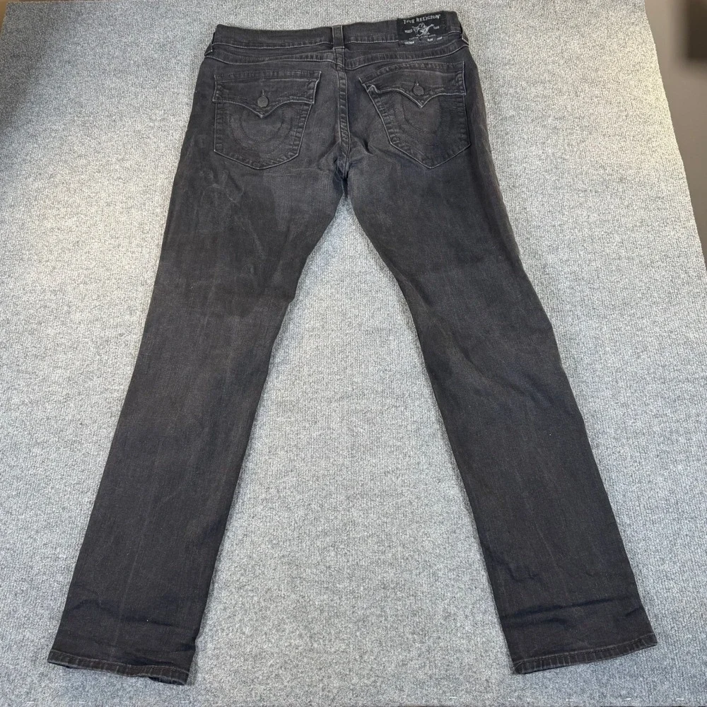 True Religion Rocco Flap‎ Mens Relaxed Skinny Jeans Rinse Black 36x32 #3253